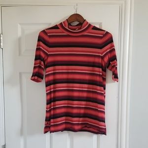Striped mock neck top